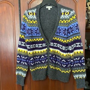 St. John’s Bay Vintage Gray/Bright Colored  Cardigan Size Large